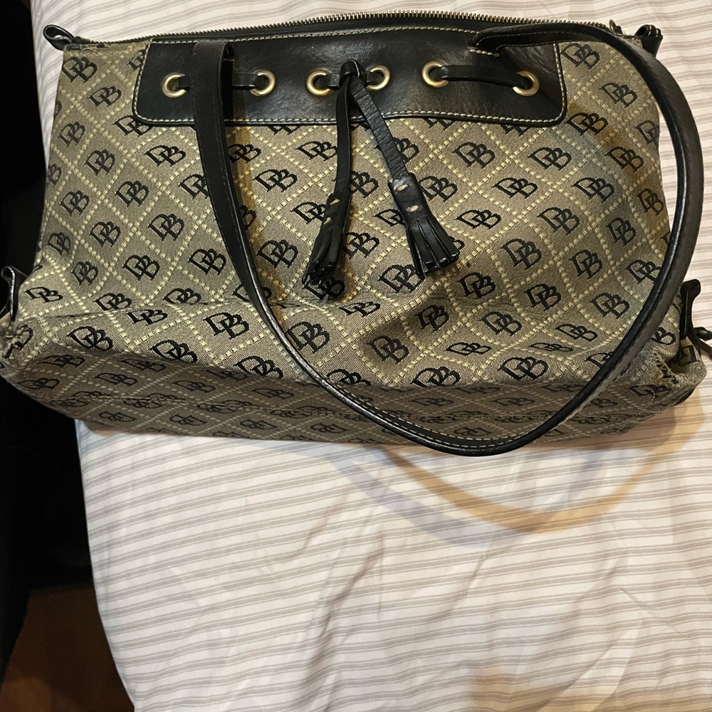 Dooney & Bourke Black and Tan Monogram Shoulder Bag